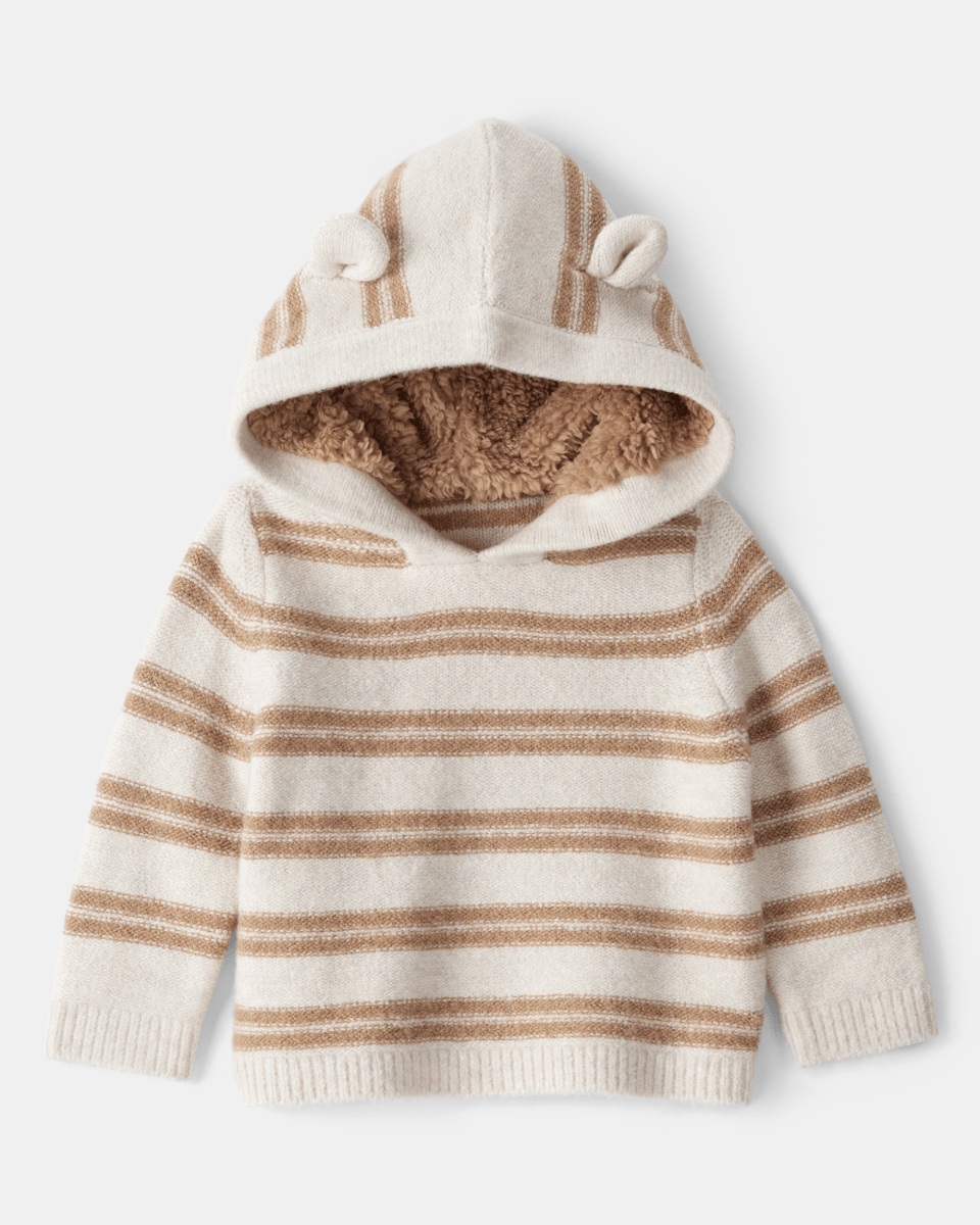Sudadera con capucha diseño oso a rayas color avena - Carter's