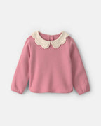 Sudadera de polar con cuello de ganchillo, rosa - Carter's