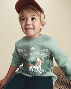 Sudadera de polar con perro y paisaje, verde - Carter's