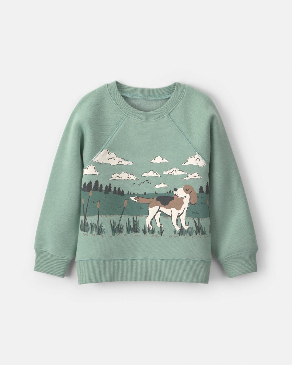 Sudadera de polar con perro y paisaje, verde - Carter's
