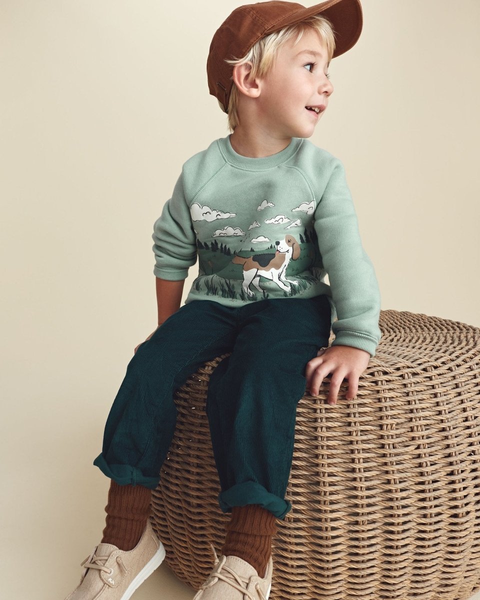Sudadera de polar con perro y paisaje, verde - Carter's