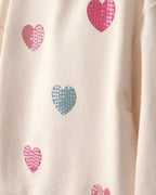 Sudadera de rizo con corazones de lentejuelas, crema - Carter's