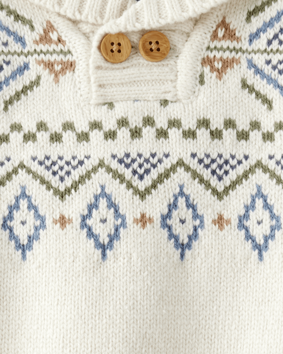 Suéter intarsia blanco de punto con diseño estampado - Carter's