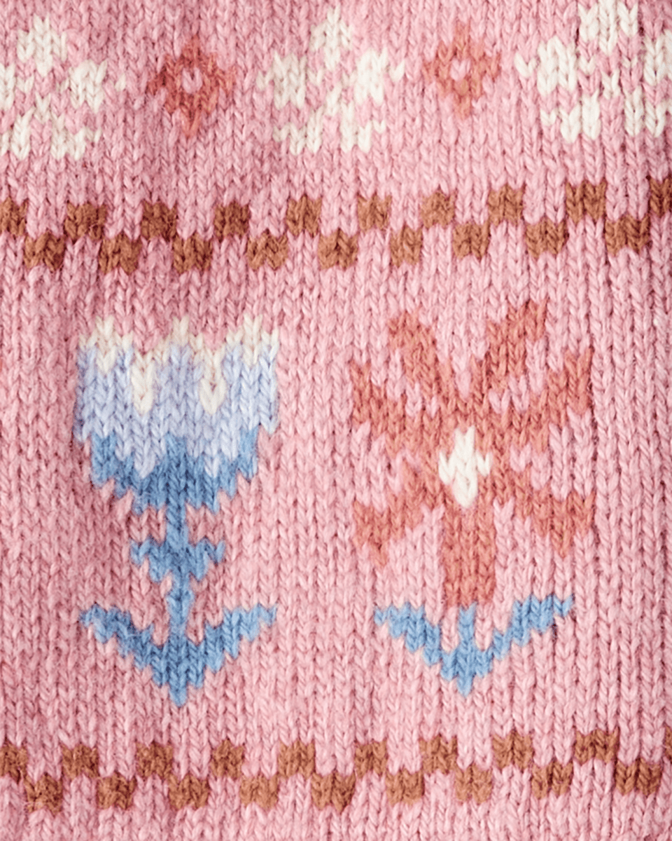 Suéter intarsia rosa de punto con diseño estampado - Carter's