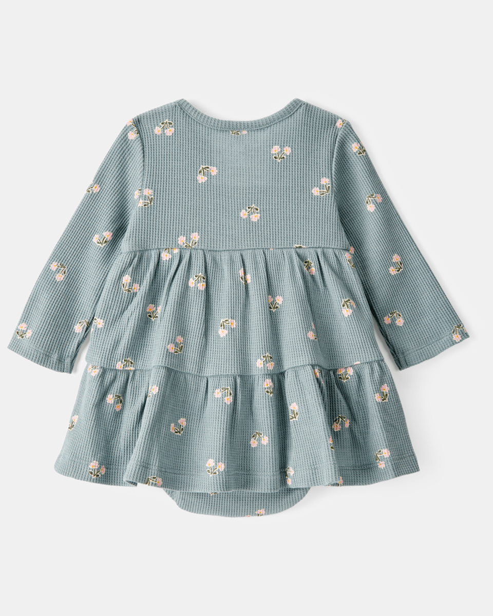 Vestido body de manga larga floral en canalé waffle - Carter's