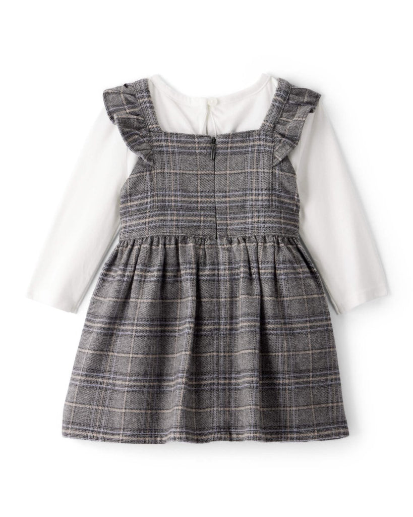 Vestido con camisa de manga larga cuadros y blanco - Carter's