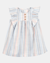 Vestido às riscas com mangas babadas