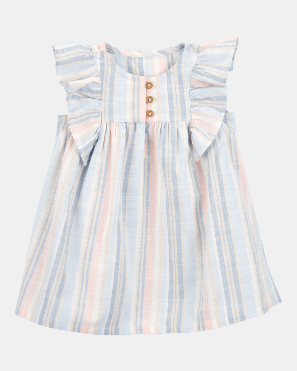 Vestido de rayas con mangas de volantes - Carter's