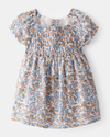 Vestido de malha lisa com estampado floral para bebé menina