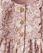 Vestido floral multicolor de manga larga en tejido suave - Carter's