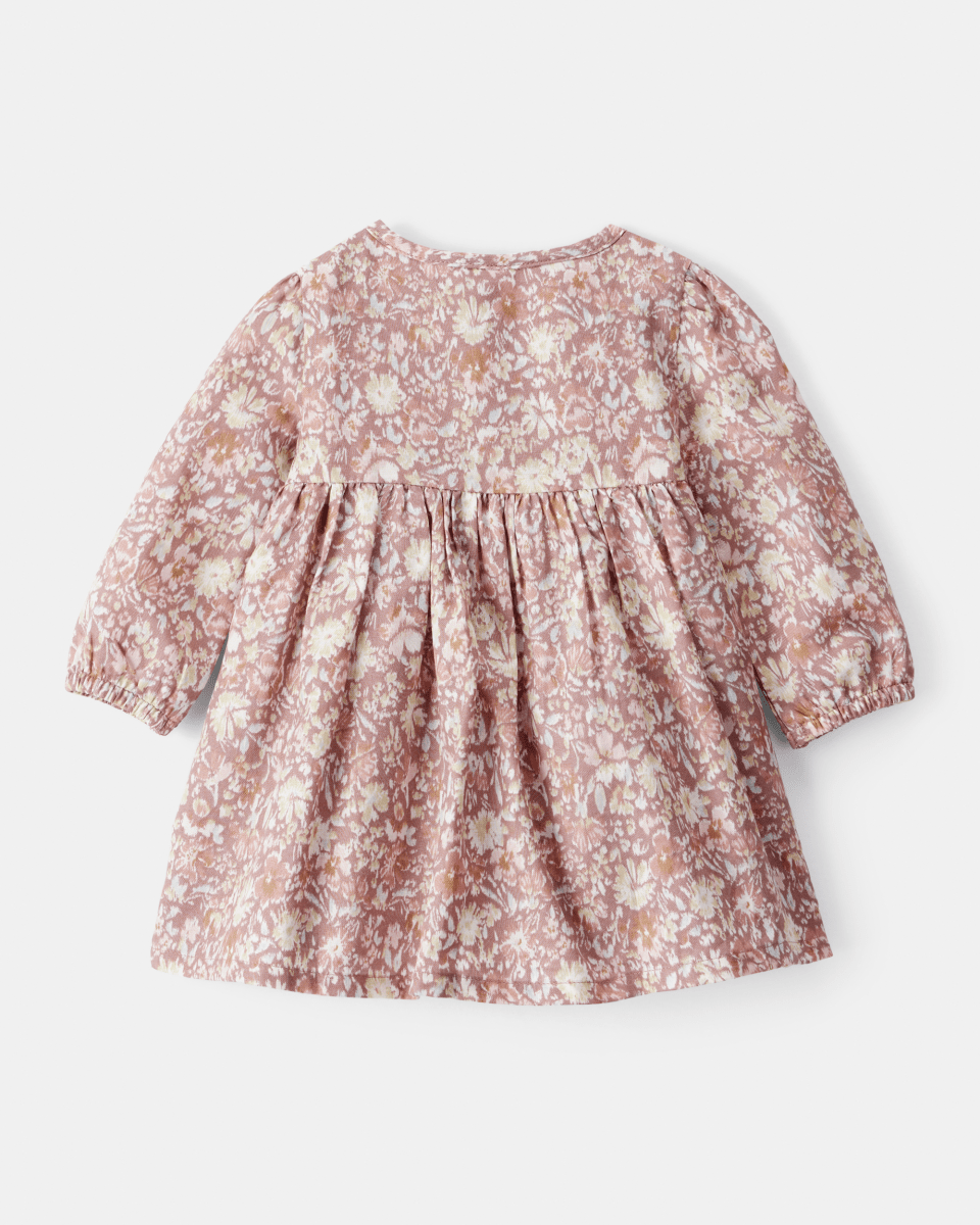 Vestido floral multicolor de manga larga en tejido suave - Carter's