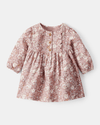 Vestido floral multicolorido de manga comprida em tecido macio