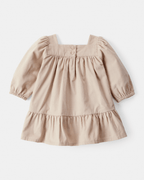 Vestido marrón de manga larga en tejido suave - Carter's