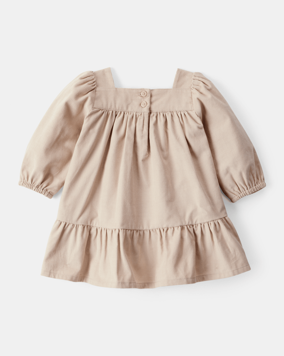 Vestido marrón de manga larga en tejido suave - Carter's