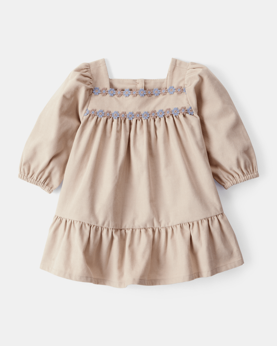 Vestido marrón de manga larga en tejido suave - Carter's